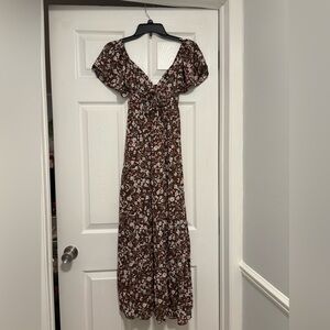 Ultra Flirt Brown Floral Maxi Dress